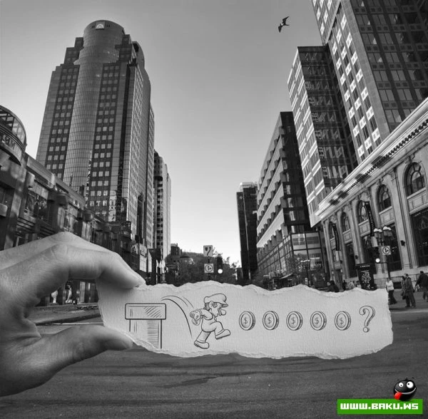 Фото + рисунок от Ben Heine
