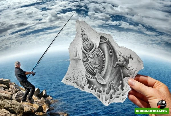 Фото + рисунок от Ben Heine