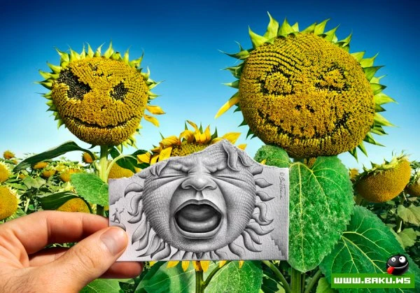 Фото + рисунок от Ben Heine