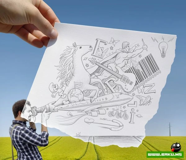 Фото + рисунок от Ben Heine