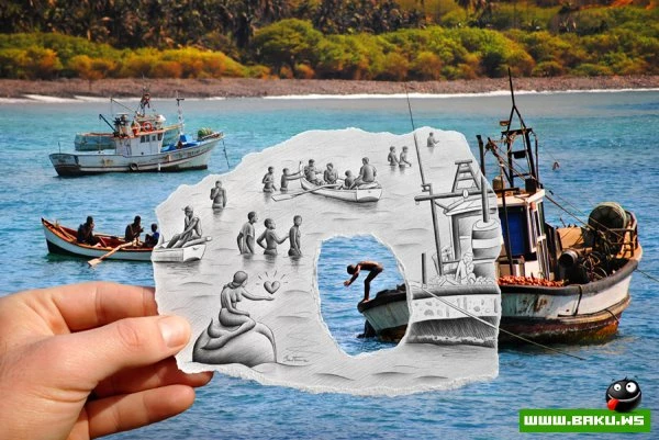 Фото + рисунок от Ben Heine