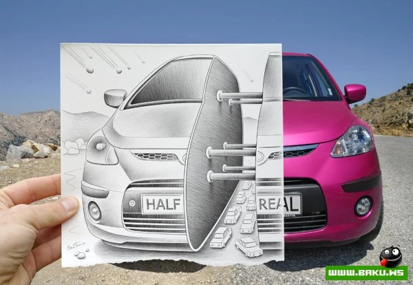 Фото + рисунок от Ben Heine
