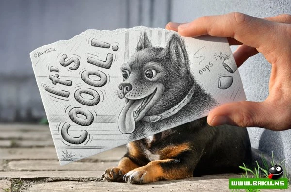 Фото + рисунок от Ben Heine