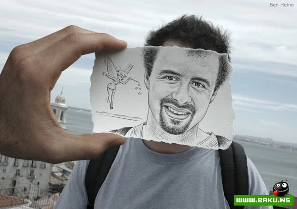 Фото + рисунок от Ben Heine