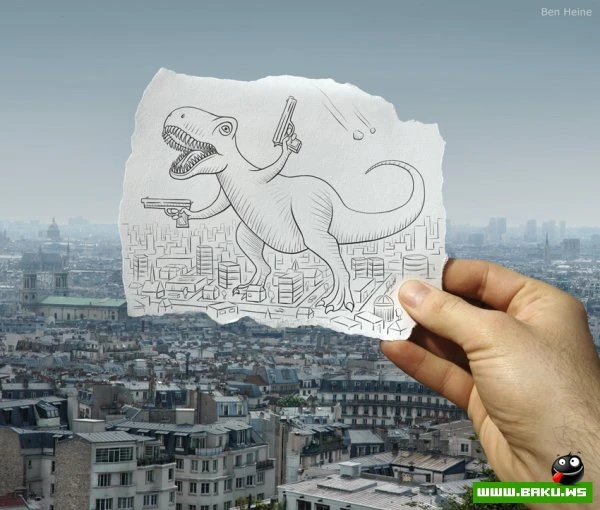 Фото + рисунок от Ben Heine