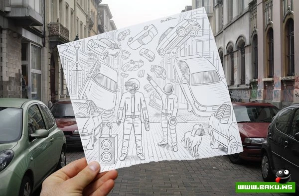 Фото + рисунок от Ben Heine