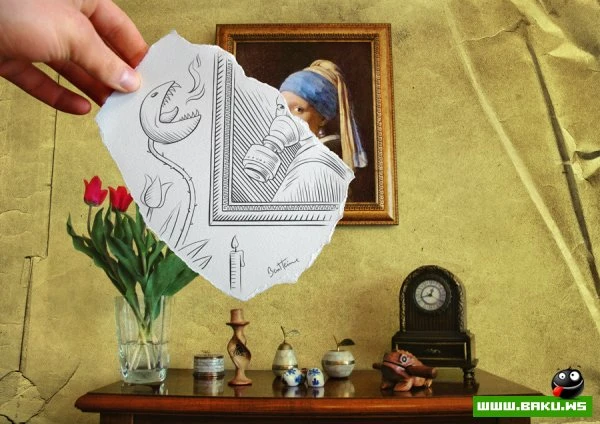 Фото + рисунок от Ben Heine