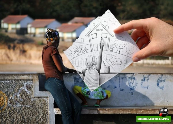 Фото + рисунок от Ben Heine