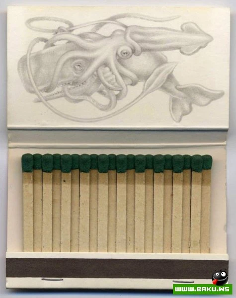 Миниатюрные рисунки на клубных спичках