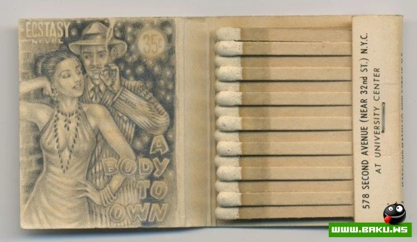 Миниатюрные рисунки на клубных спичках
