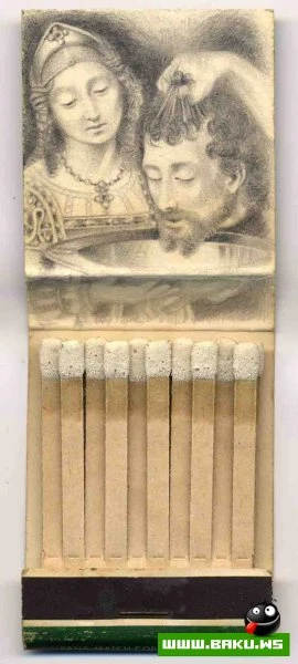 Миниатюрные рисунки на клубных спичках