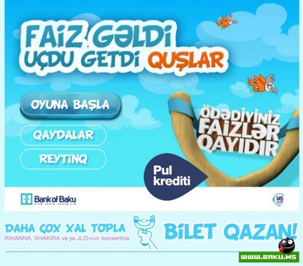Онлайн Facebook игра от “Bank of Baku”: выиграй билет на концерт Шакиры, J Lo и Рианны