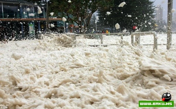Морская пена высотой 3 метра покрыла городок в Австралии