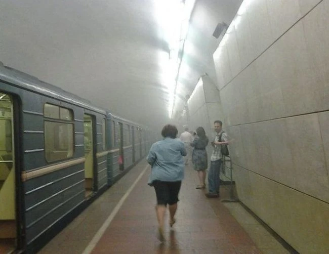 Пожар в Московском метро (видео)