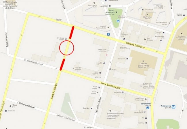 В центре Баку вновь перекрыта улица