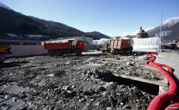 В Сочи красят газоны