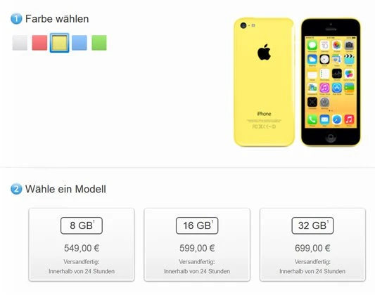 Apple выпустила восьмигигабайтный iPhone 5c