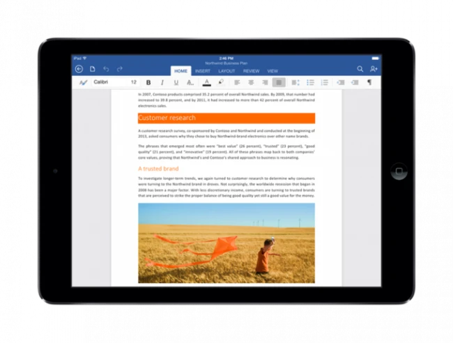 Компания Microsoft выпустила Office для iPad