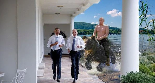 Фотожабы на пробежку Обамы и Байдена по Белому Дому