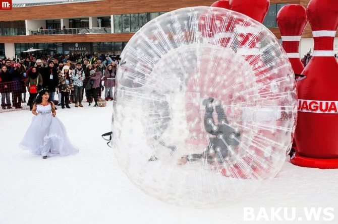 Впервые в Азербайджане с успехом состоялся экстремальный проект JAGUAR SnowBowling (видео)