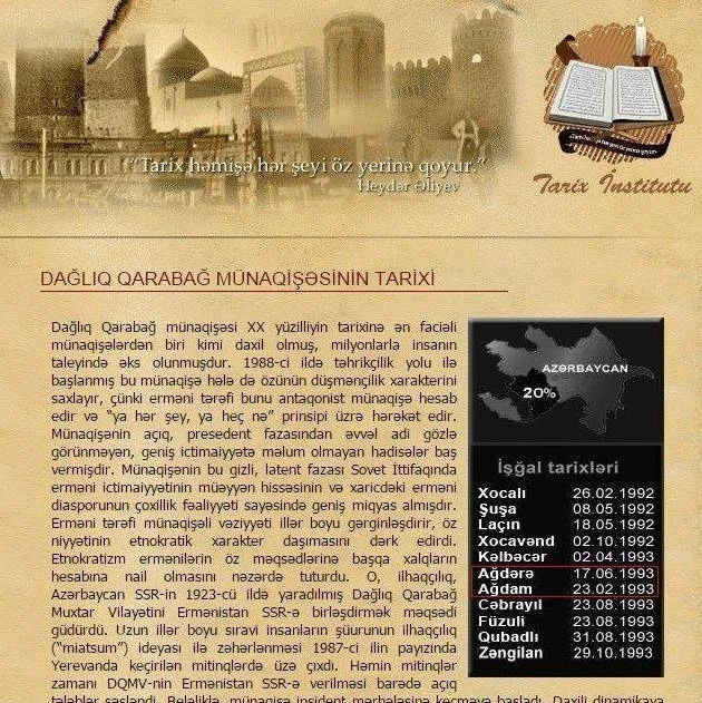 Позорная ошибка на сайте Института истории Азербайджана