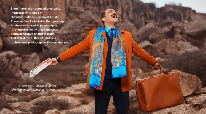 Один из самых стильных телеведущих Шахрияр Абилов снялся в Fashion-фотосессии в Гобустане