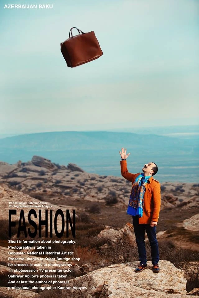 Один из самых стильных телеведущих Шахрияр Абилов снялся в Fashion-фотосессии в Гобустане
