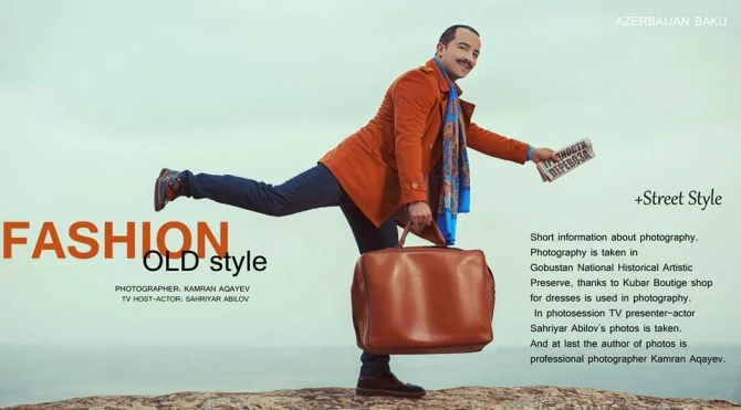 Один из самых стильных телеведущих Шахрияр Абилов снялся в Fashion-фотосессии в Гобустане