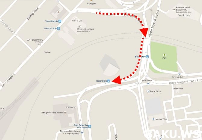 Сегодня вечером еще три дороги в центре Баку будут частично перекрыты (карта)