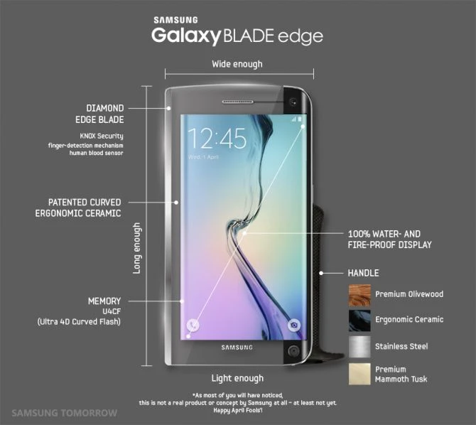 Влагонепроницаемый нож шеф-повара Samsung Galaxy BLADE Edge