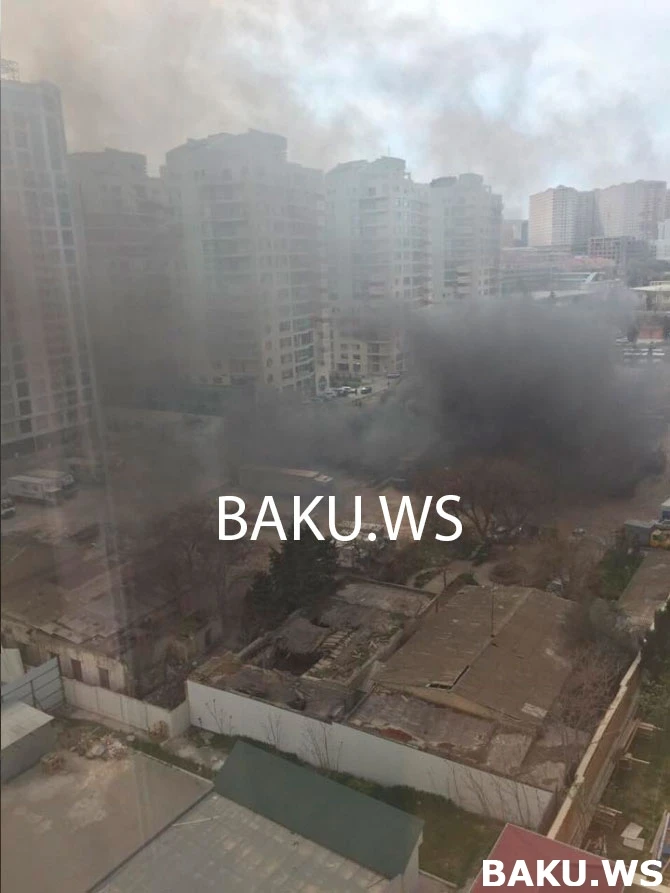 Сильный пожар в центре Баку (видео)