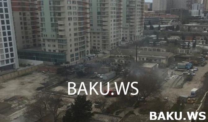 Сильный пожар в центре Баку (видео)