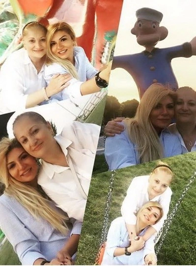 Ведущая Афаг Гянджали с матерью и сыном