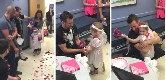 4-летняя девочка, болеющая раком, «вышла замуж» за медбрата (видео)