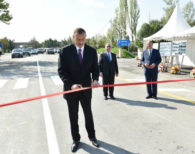 Президент Ильхам Алиев принял участие в открытии автодороги Гейчай-Уджар