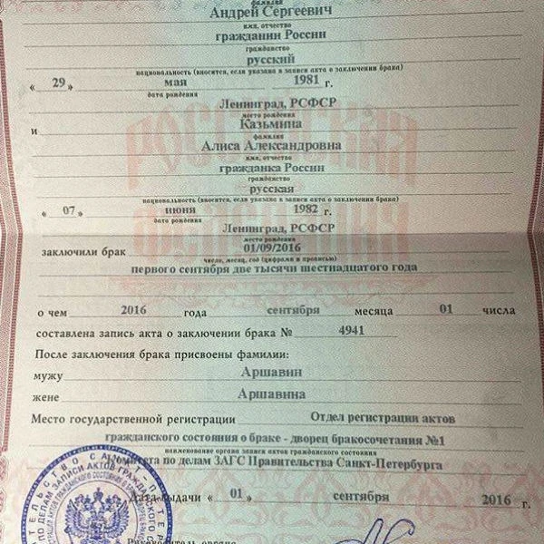 Футболист Андрей Аршавин женился на Алисе Казьминой (фото)