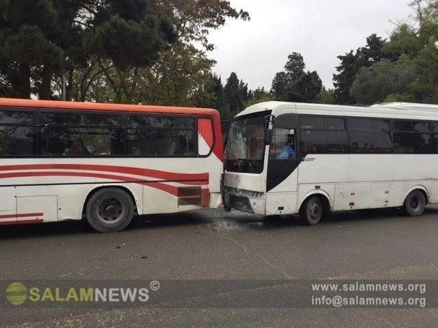 Bakıda iki avtobus toqquşdu - VİDEO/FOTO