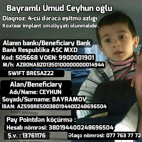 2 yaşlı Ümüd üçün geri sayım başladı - 35 min lazımdır (FOTO)