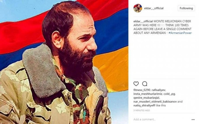 Ermənilər Eldarın səhifəsini ələ keçirib - Terrorçu fotosu qoydular