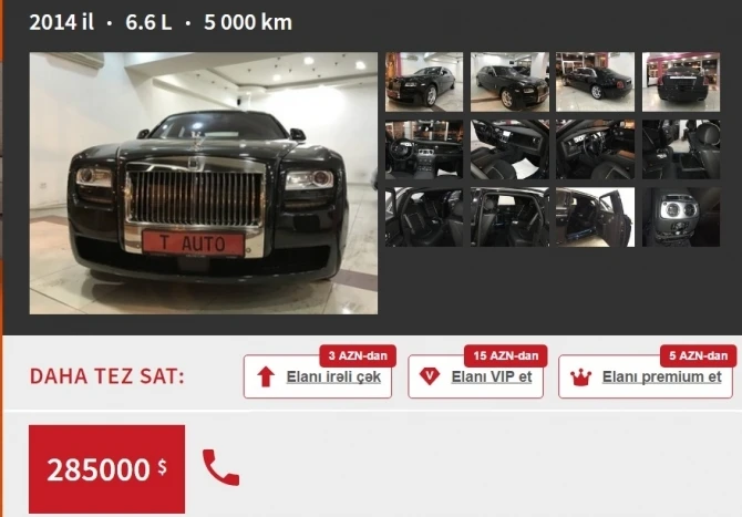 Самые дорогие автомобили, продаваемые в Азербайджане - 500-600 тысяч (Цены)