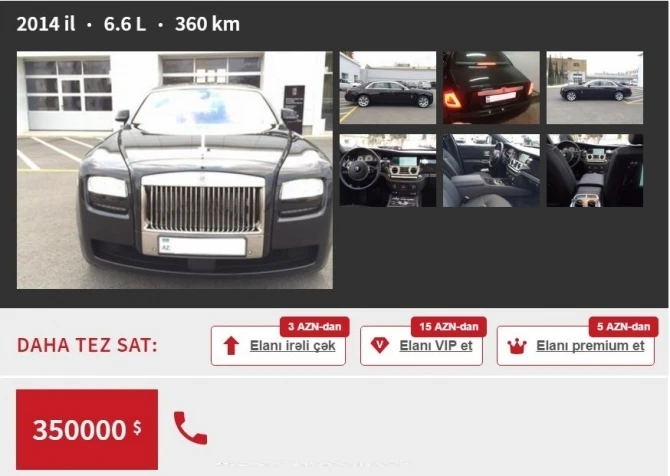 Самые дорогие автомобили, продаваемые в Азербайджане - 500-600 тысяч (Цены)