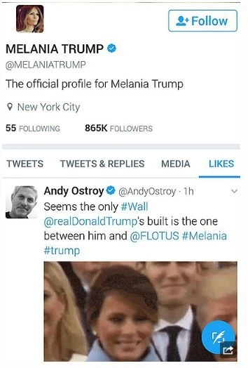 Мелания Трамп в Twitter лайкнула пост, посвященный ее 