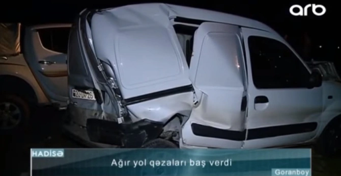 3 avtomobilin traktora çırpıldığı qəzanın GÖRÜNTÜLƏRİ – (VİDEO)