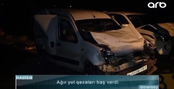 3 avtomobilin traktora çırpıldığı qəzanın GÖRÜNTÜLƏRİ – (VİDEO)