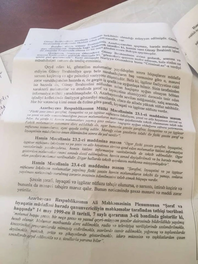 Günay İbrahimli tanınmış jurnalisti məhkəməyə verdi: 100 min manat təzminat davası! - FOTO Günay İbrahimli tanınmış jurnalisti məhkəməyə verdi: 100 min manat təzminat davası! - FOTO
