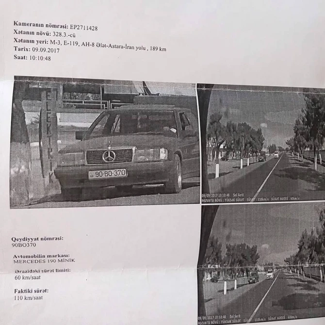 Cəriməni qayda pozan sürücüyə yox, digərinə yazdılar – Azərbaycanda UNİKAL HADİSƏ - FOTO
