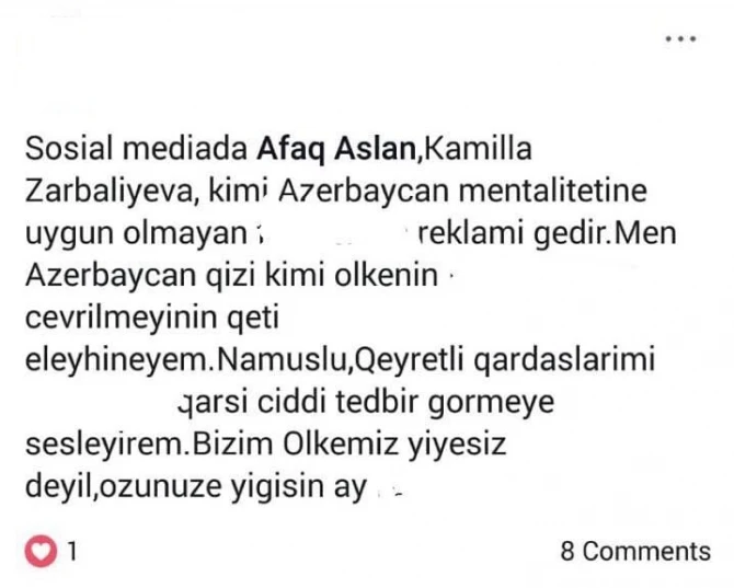 Afaq Aslan hədələdi: 