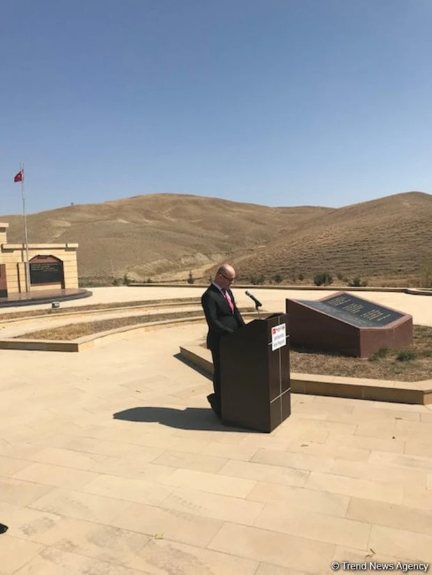 Şamaxıda şəhid türk əsgərinin abidəsinin açılış mərasimi keçirilib - FOTO