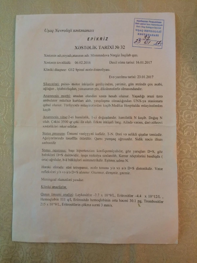 2 yaşlı körpənin xeyirxah insanlara ehtiyacı var – FOTO