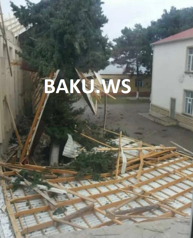 Külək ATS-in binasının damını uçurdu – VİDEO
